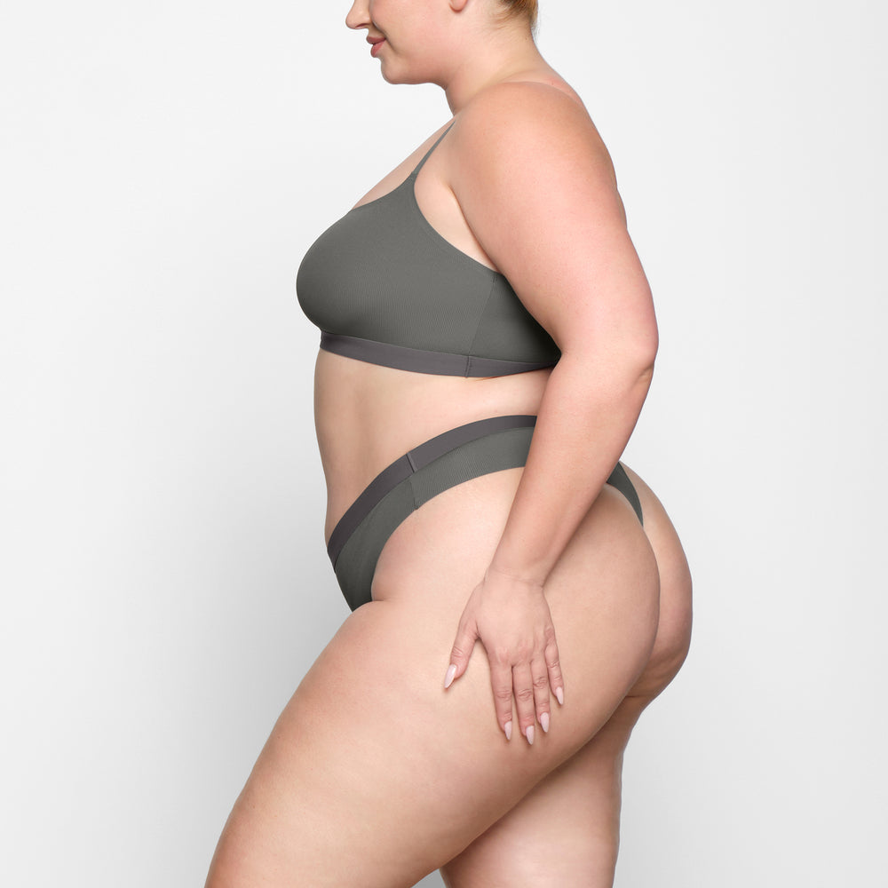 Skims SMOOTH RIB SCOOP NECK Bralette Tmavo Siva | ZBXQ-64283