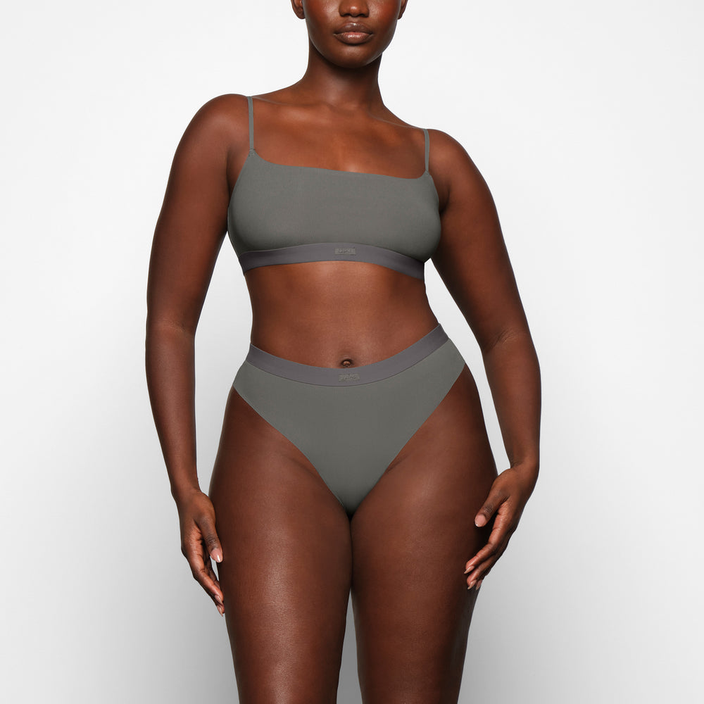 Skims SMOOTH RIB SCOOP NECK Bralette Tmavo Siva | ZBXQ-64283