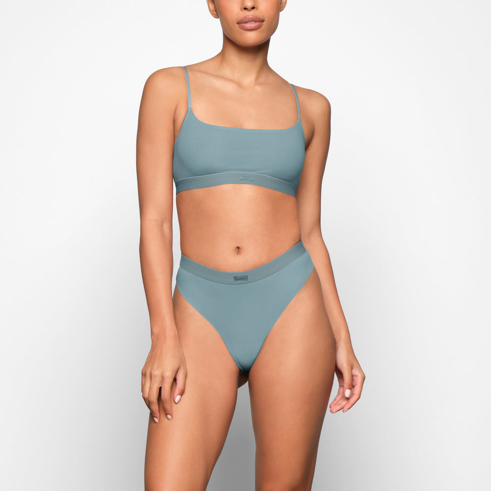 Skims SMOOTH RIB Thong Modre | ZCSG-94372
