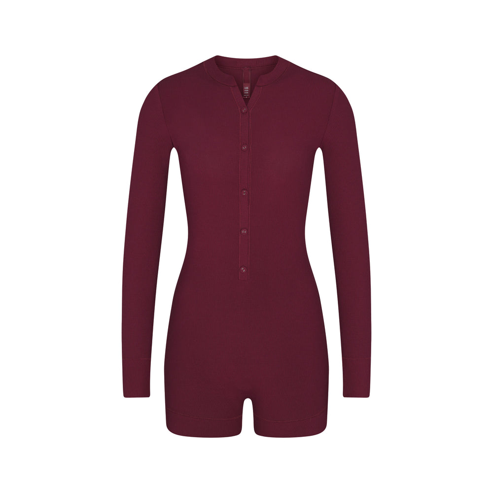 Skims SOFT LOUNGE BUTTON UP HENLEY Onesie Nachový | ETBG-64173