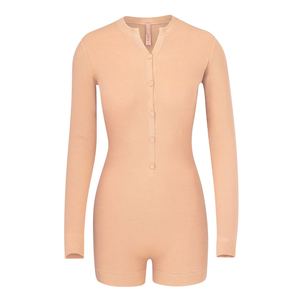 Skims SOFT LOUNGE BUTTON UP HENLEY Onesie Oranžové | WMCE-83102