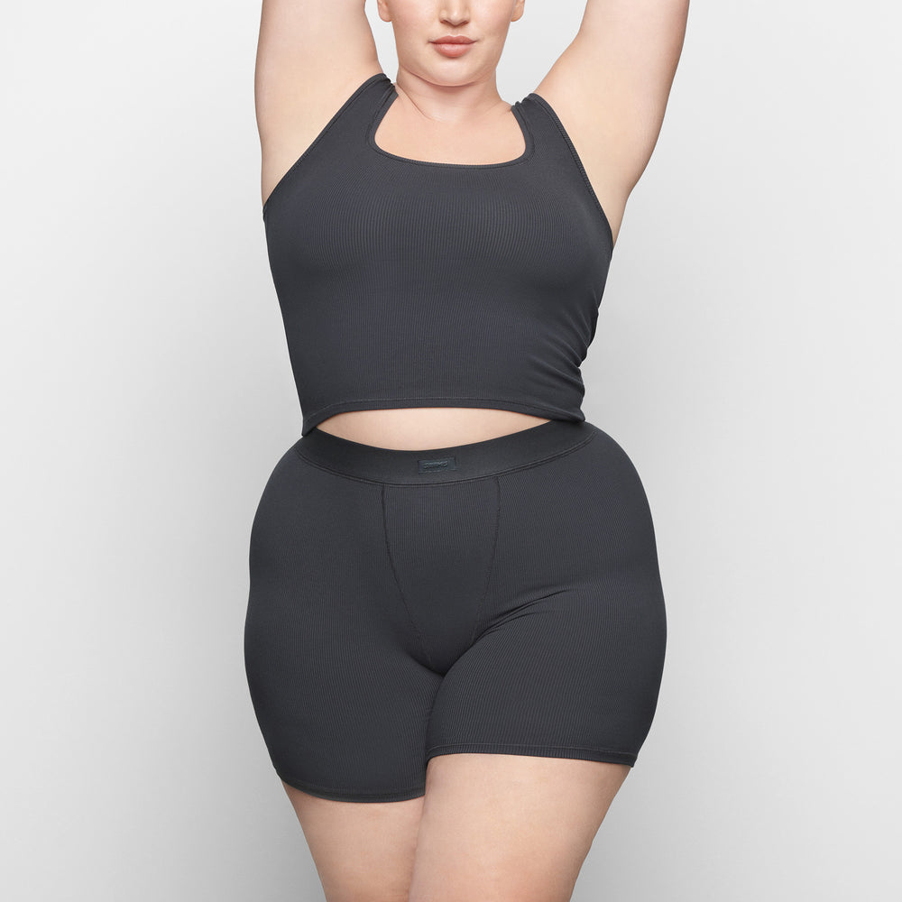 Skims SOFT LOUNGE Boxer Shorts Tmavo Siva | RATX-40569