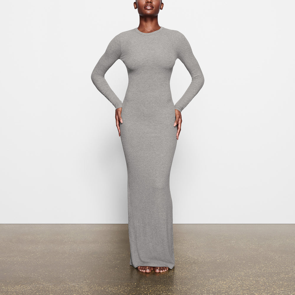 Skims SOFT LOUNGE CREW NECK LONG Dress Siva | SILO-19640