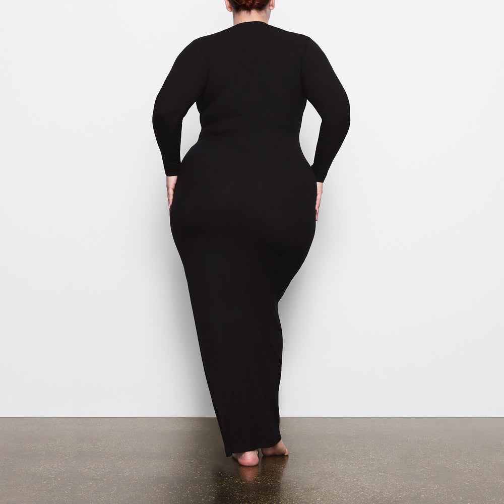 Skims SOFT LOUNGE CREW NECK LONG Dress Čierne | MKZG-49610