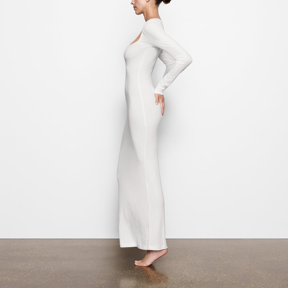 Skims SOFT LOUNGE LONG SLEEVE Dress Biele | QOPR-85243