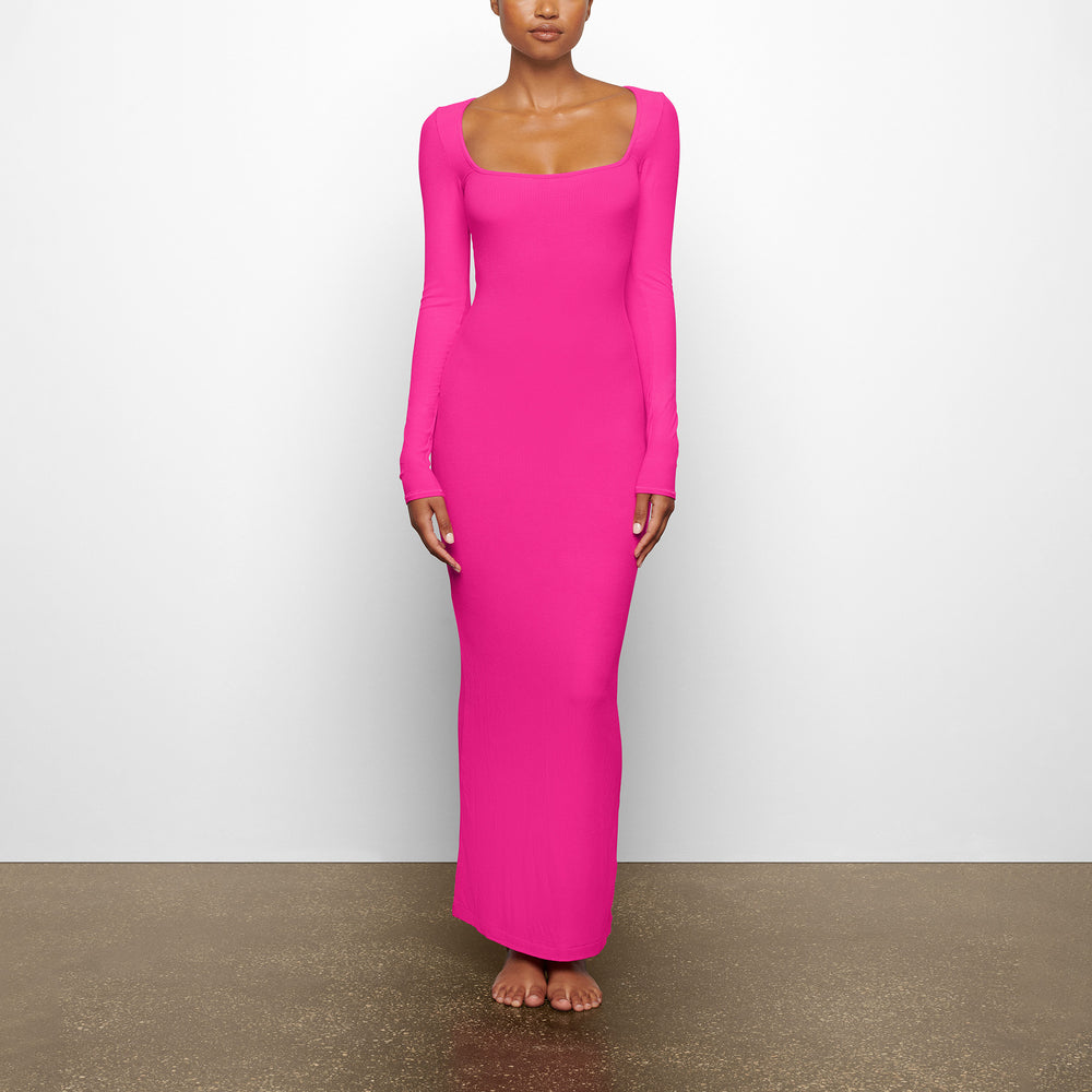 Skims SOFT LOUNGE LONG SLEEVE Dress Ruzove | ZIXY-84623