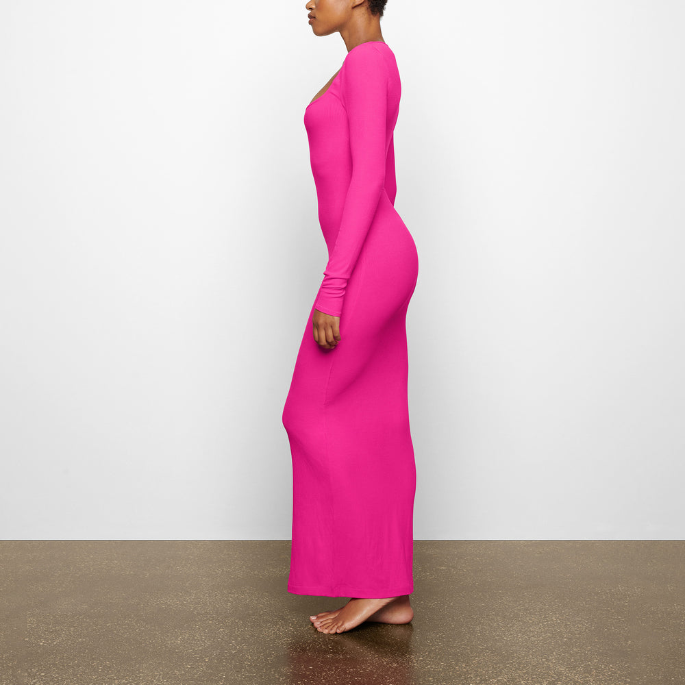 Skims SOFT LOUNGE LONG SLEEVE Dress Ruzove | ZIXY-84623