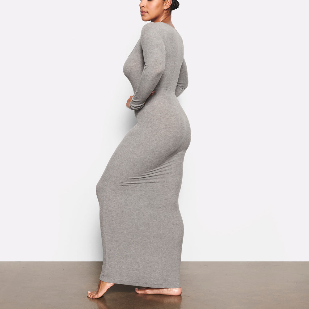 Skims SOFT LOUNGE LONG SLEEVE Dress Siva | QTPB-01294