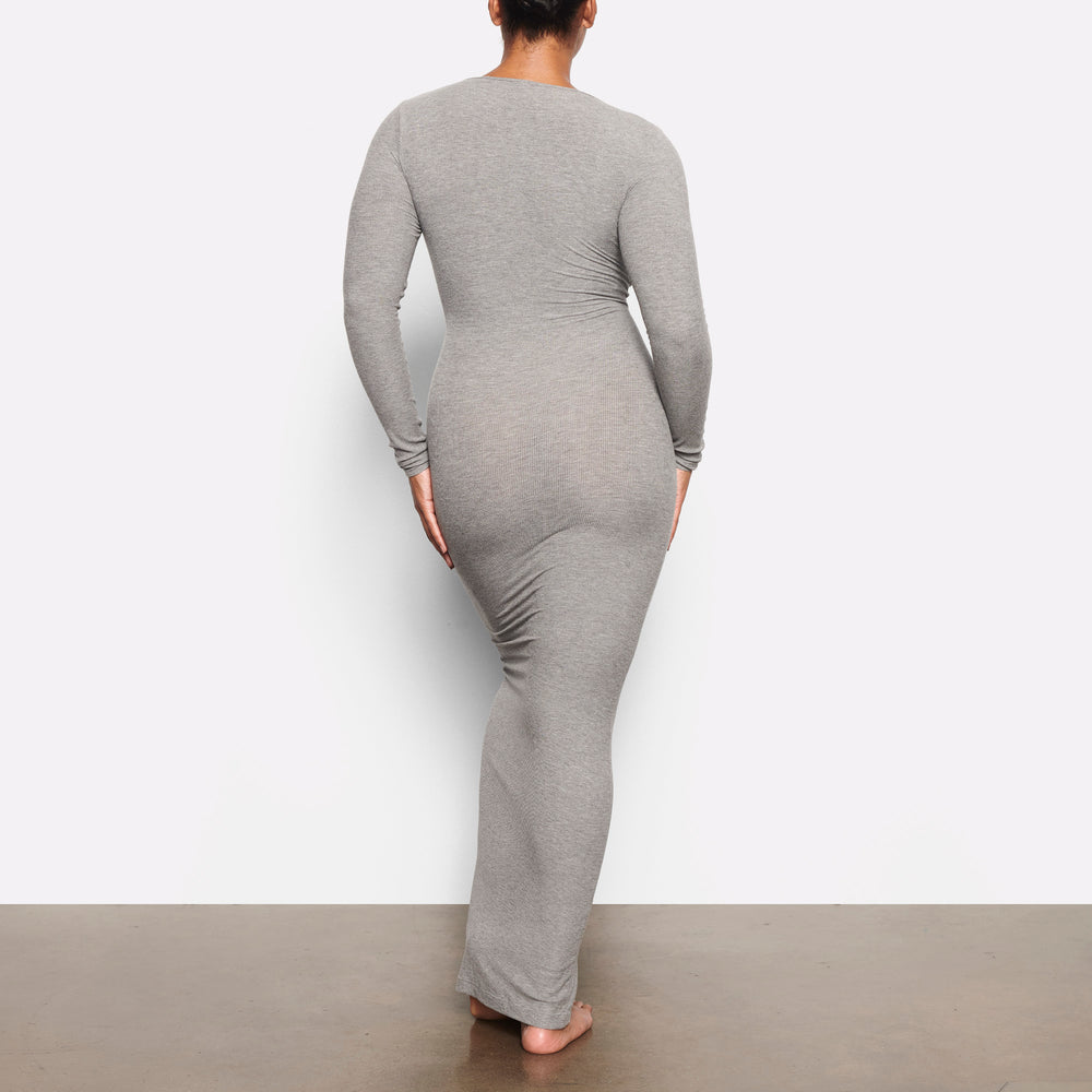 Skims SOFT LOUNGE LONG SLEEVE Dress Siva | QTPB-01294