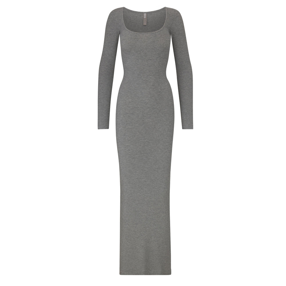 Skims SOFT LOUNGE LONG SLEEVE Dress Siva | QTPB-01294
