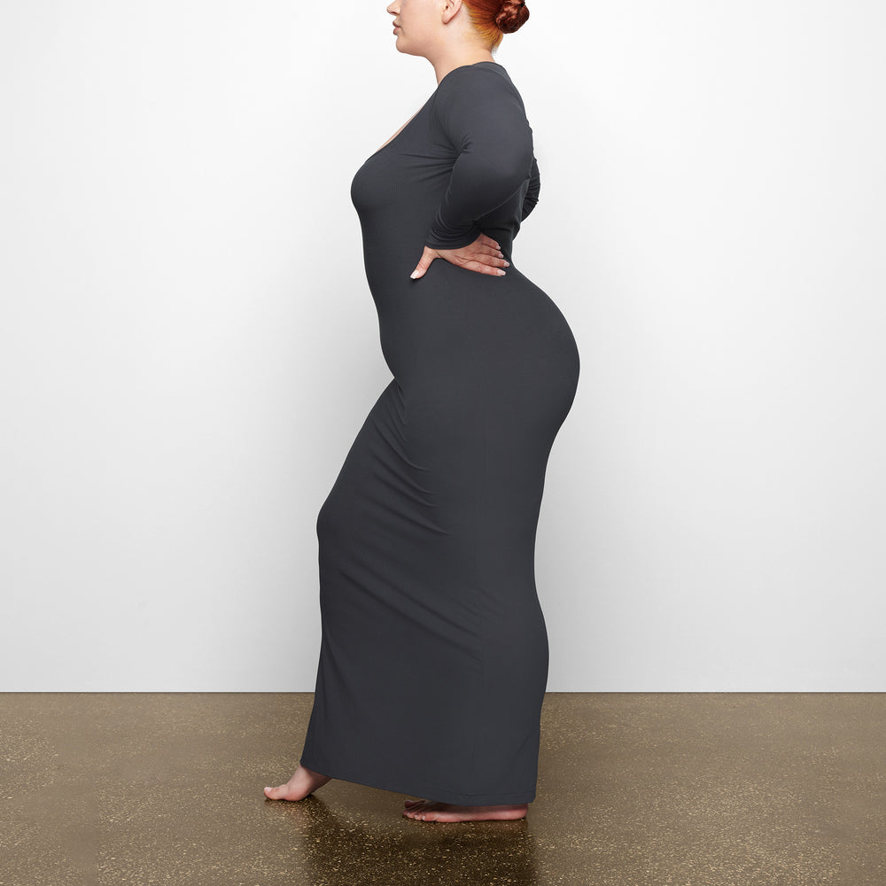 Skims SOFT LOUNGE LONG SLEEVE Dress Tmavo Siva | WTXH-59840