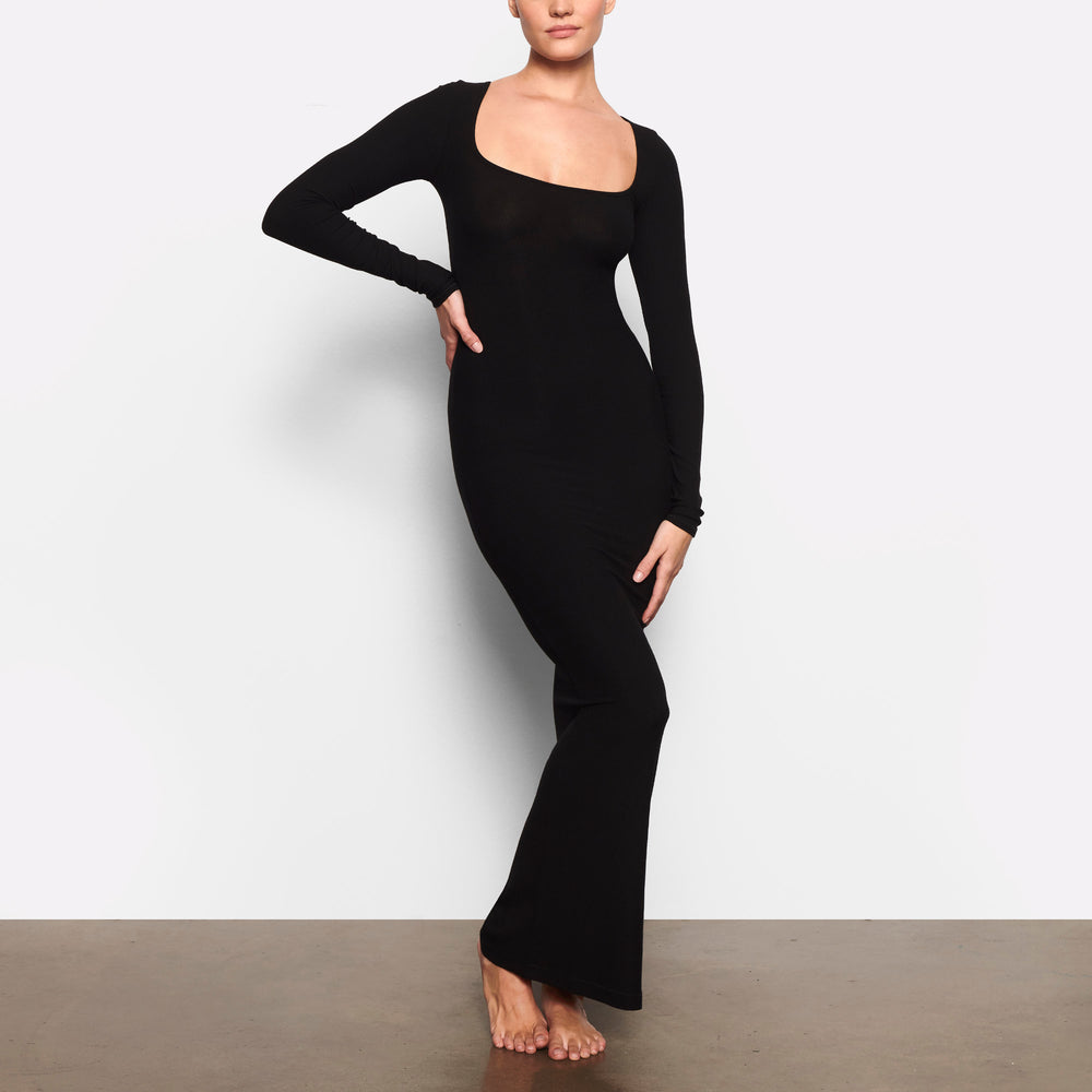 Skims SOFT LOUNGE LONG SLEEVE Dress Čierne | WYFG-38967