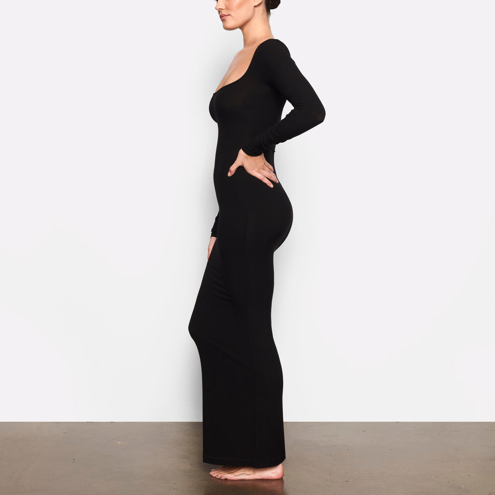Skims SOFT LOUNGE LONG SLEEVE Dress Čierne | WYFG-38967