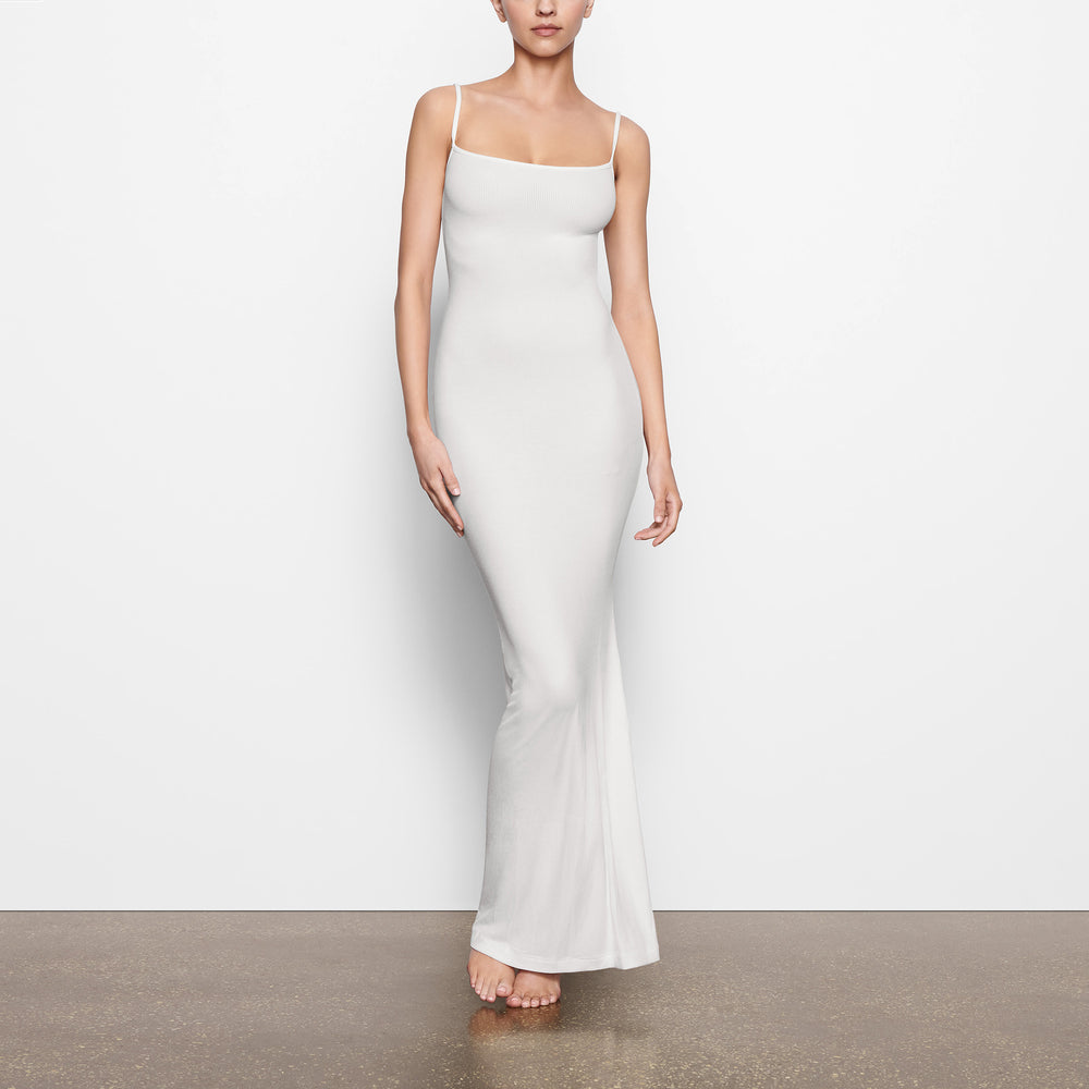 Skims SOFT LOUNGE LONG SLIP Dress Biele | DJLP-54276