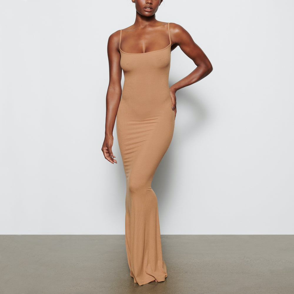 Skims SOFT LOUNGE LONG SLIP Dress Hnede | ILOW-09715