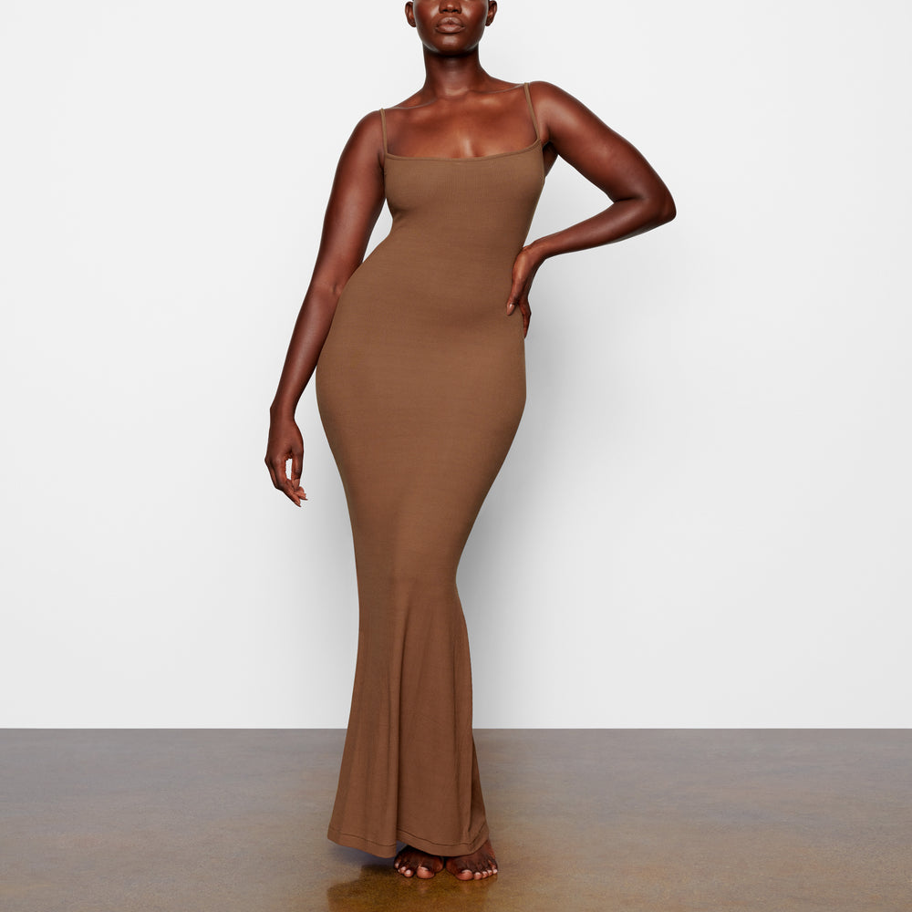 Skims SOFT LOUNGE LONG SLIP Dress Hnedožltý | VMRI-54826