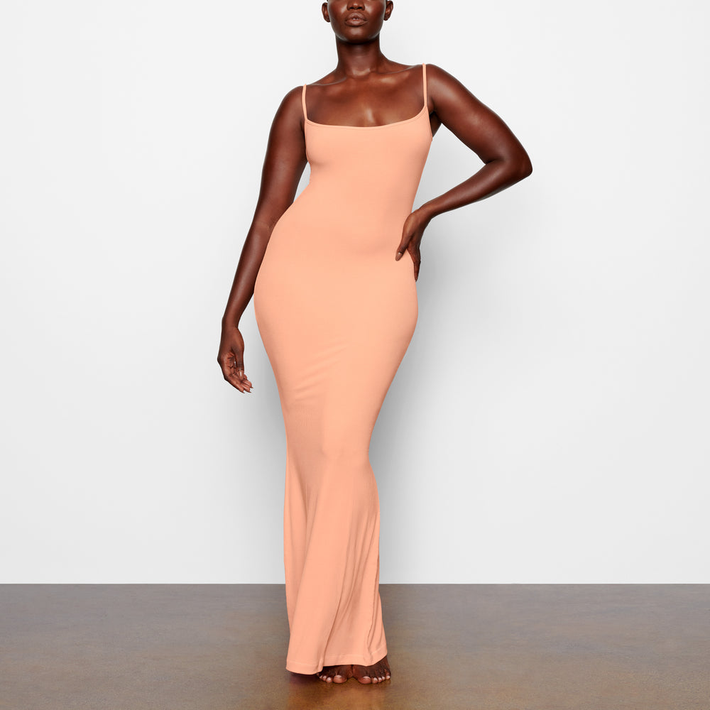 Skims SOFT LOUNGE LONG SLIP Dress Oranžové | EVCB-52439