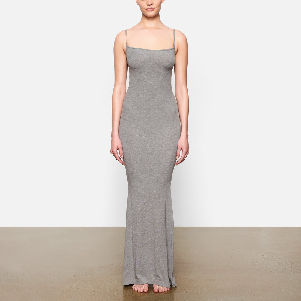 Skims SOFT LOUNGE LONG SLIP Dress Siva | NTWA-98215