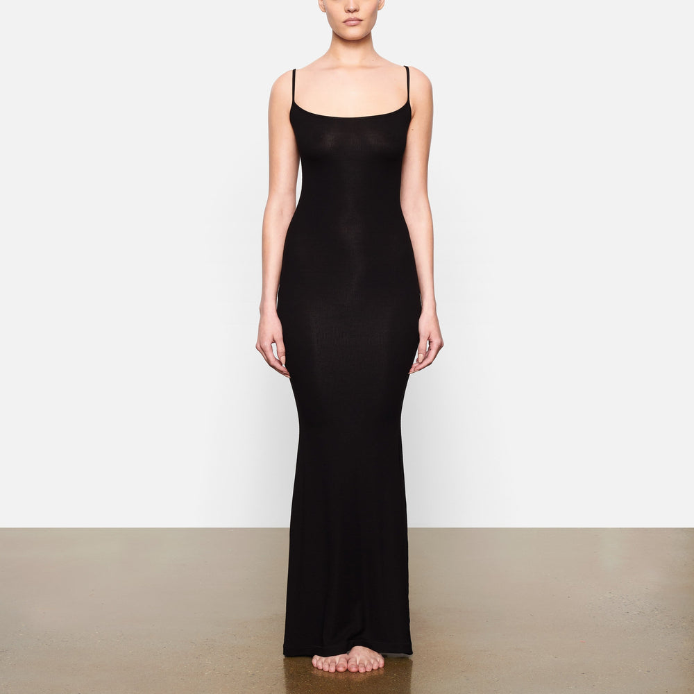 Skims SOFT LOUNGE LONG SLIP Dress Čierne | XGNF-13802
