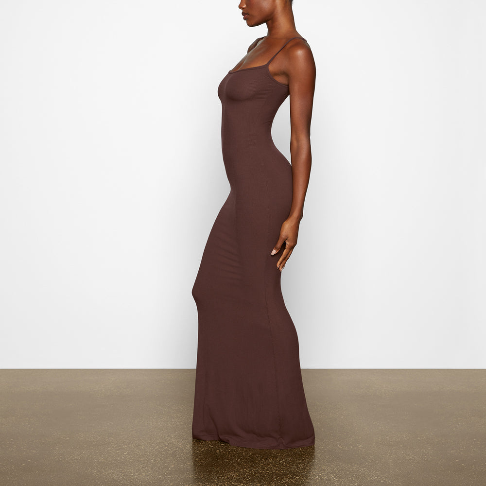 Skims SOFT LOUNGE LONG SLIP Dress Čokoláda | AMLE-95783