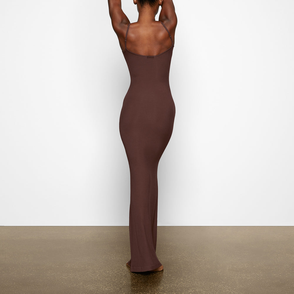 Skims SOFT LOUNGE LONG SLIP Dress Čokoláda | AMLE-95783