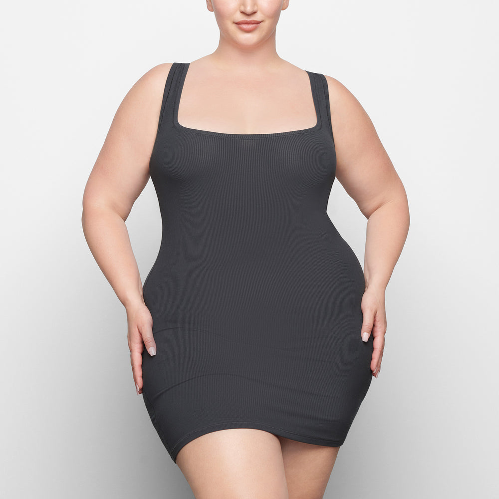 Skims SOFT LOUNGE MINI Dress Tmavo Siva | RDZE-70359