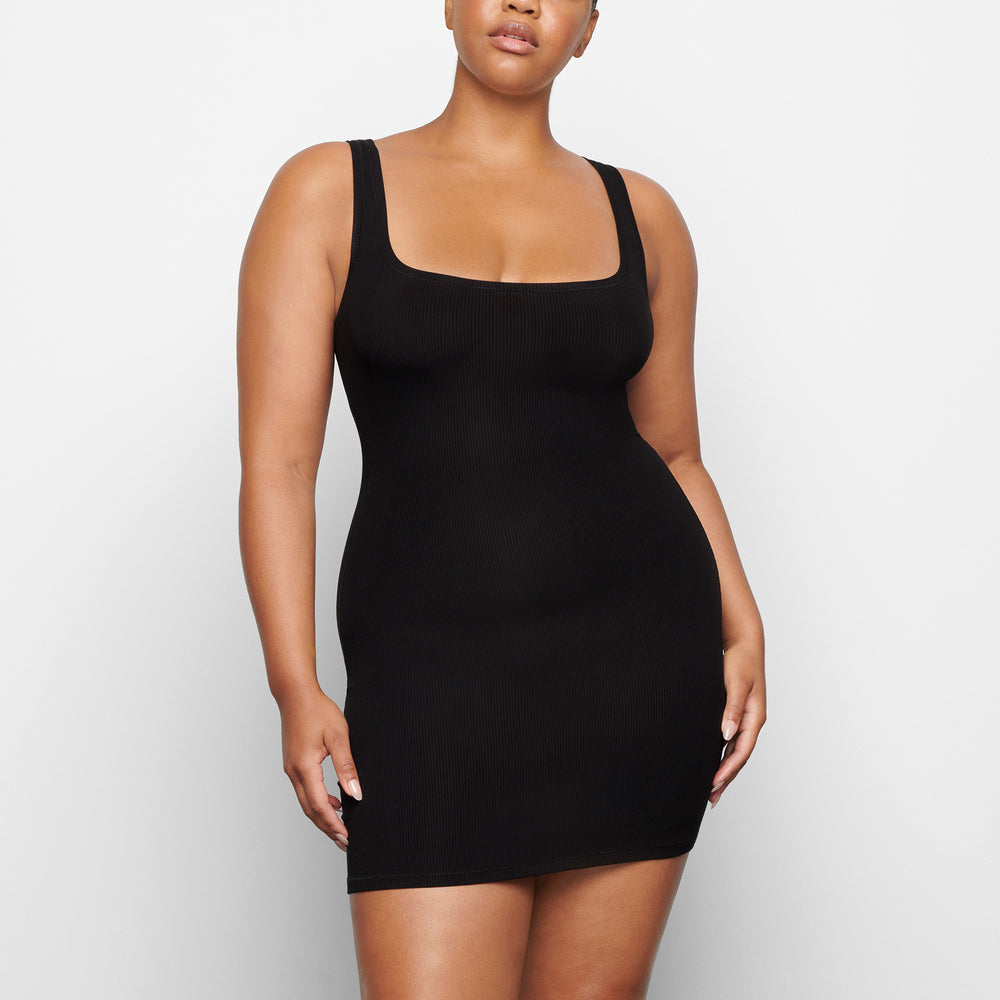 Skims SOFT LOUNGE MINI Dress Čierne | NZCJ-85014
