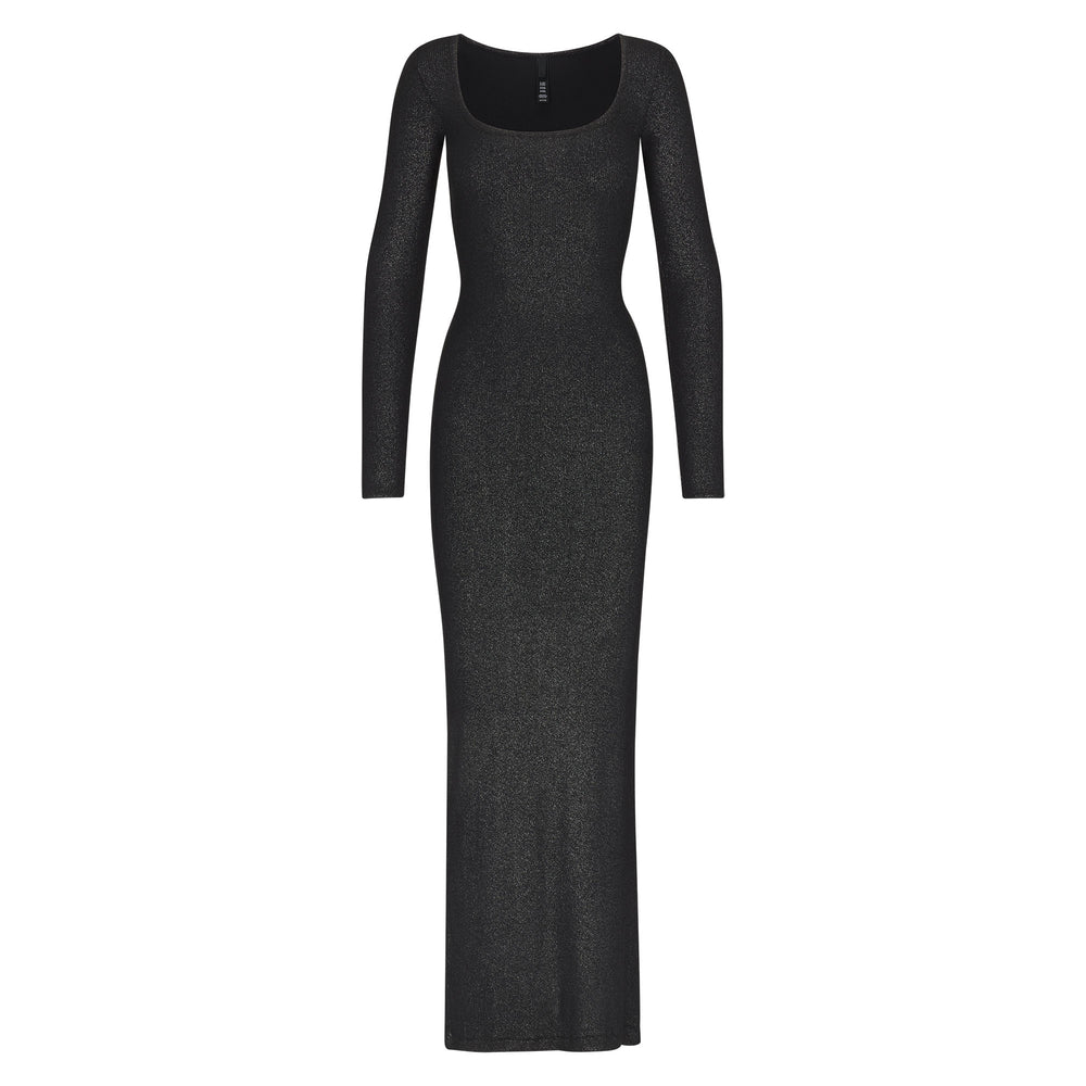 Skims SOFT LOUNGE SHIMMER LONG SLEEVE Dress Čierne | MHGO-72109