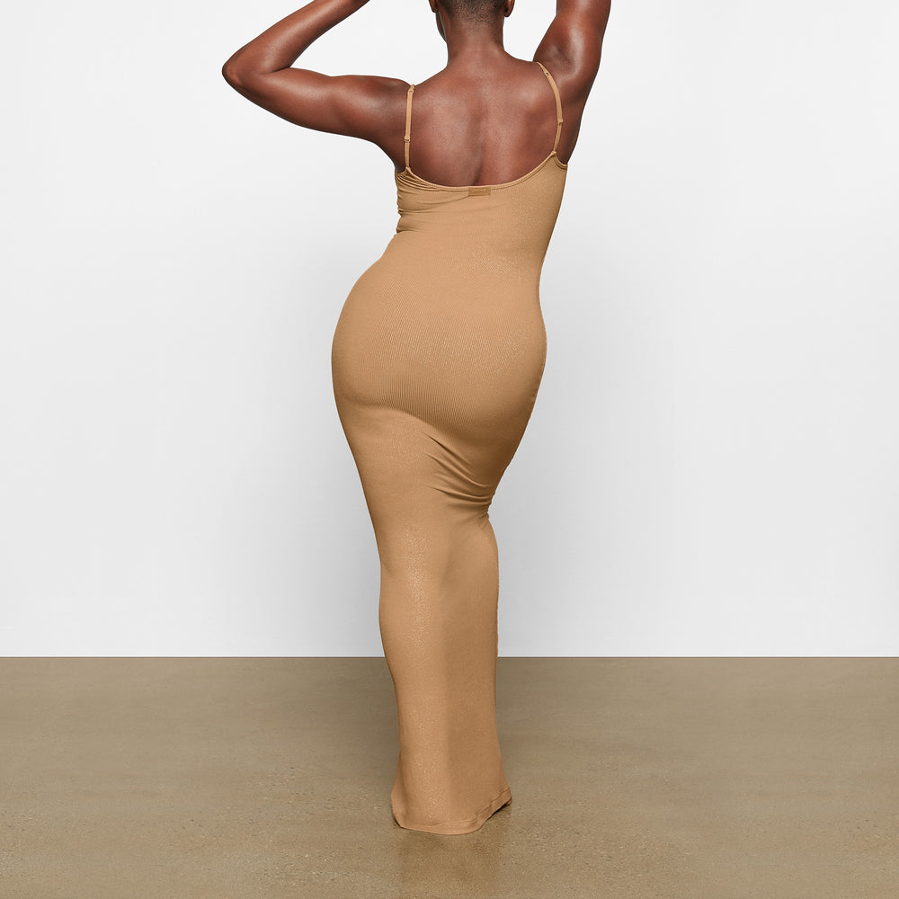 Skims SOFT LOUNGE SHIMMER LONG SLIP Dress Hnede | FBHP-24769
