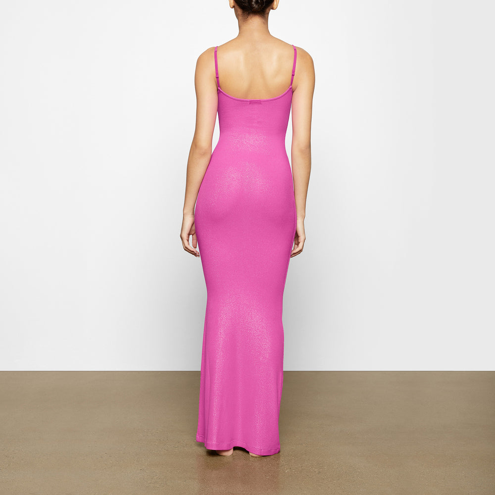Skims SOFT LOUNGE SHIMMER LONG SLIP Dress Fuchsie | LQRT-10564