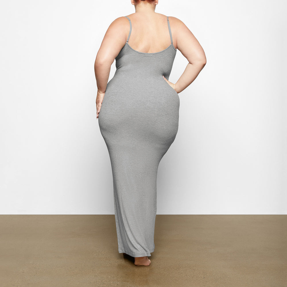 Skims SOFT LOUNGE SHIMMER LONG SLIP Dress Siva | YQJU-85270