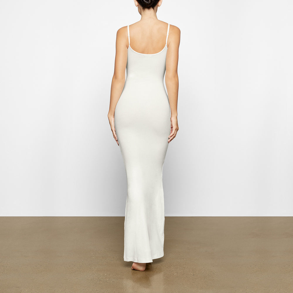 Skims SOFT LOUNGE SHIMMER LONG SLIP Dress Biele | ZQMY-91087