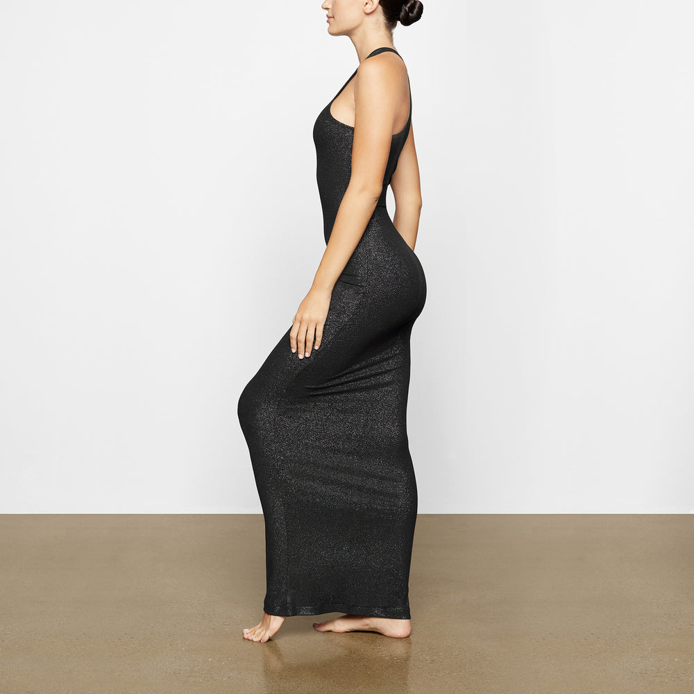 Skims SOFT LOUNGE SHIMMER RACERBACK Dress Čierne | AWXG-31297