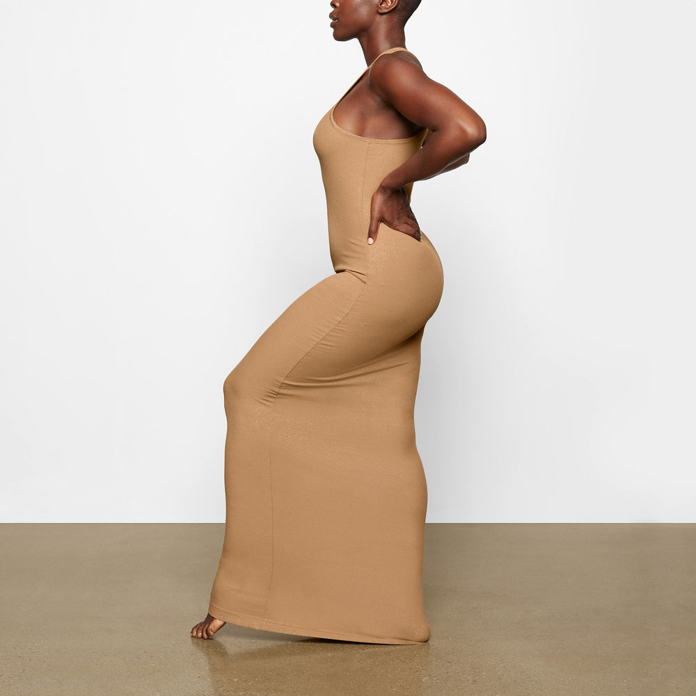 Skims SOFT LOUNGE SHIMMER RACERBACK Dress Hnede | EWQV-64890