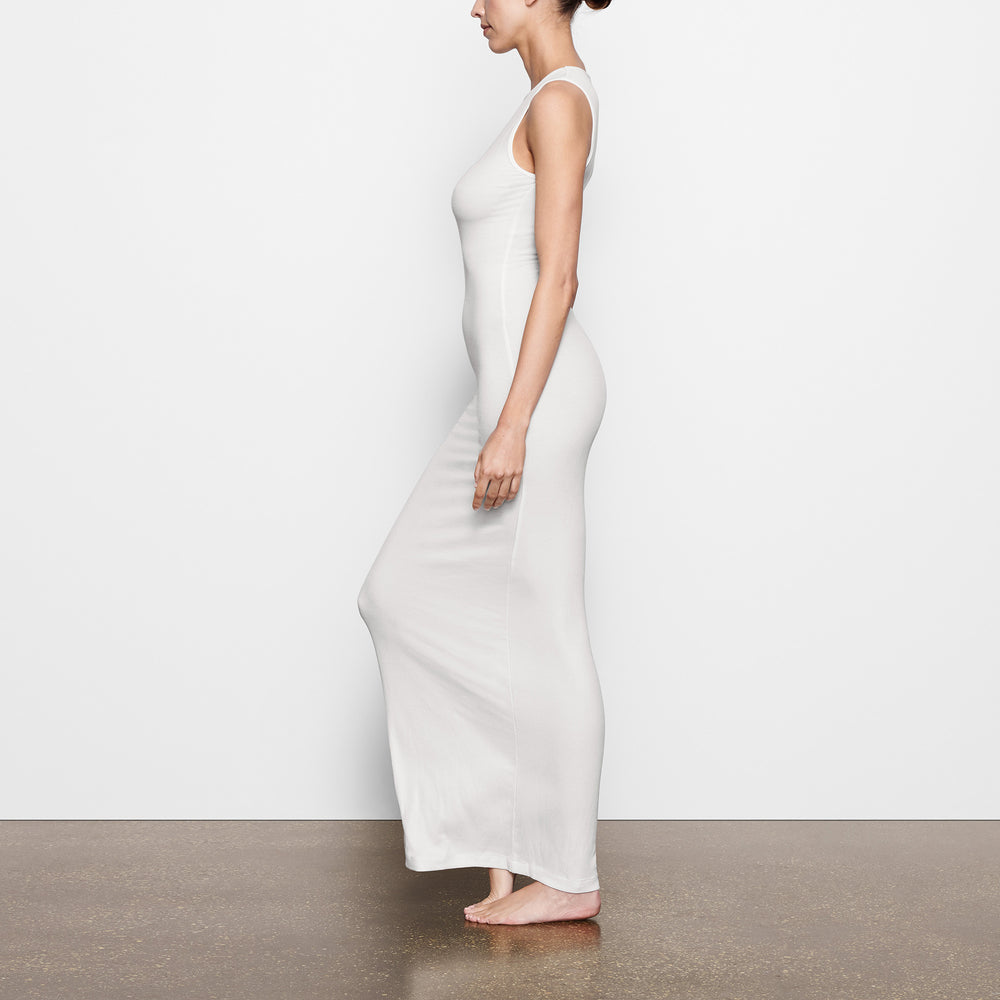 Skims SOFT LOUNGE SLEEVELESS LONG Dress Biele | SNPJ-76428