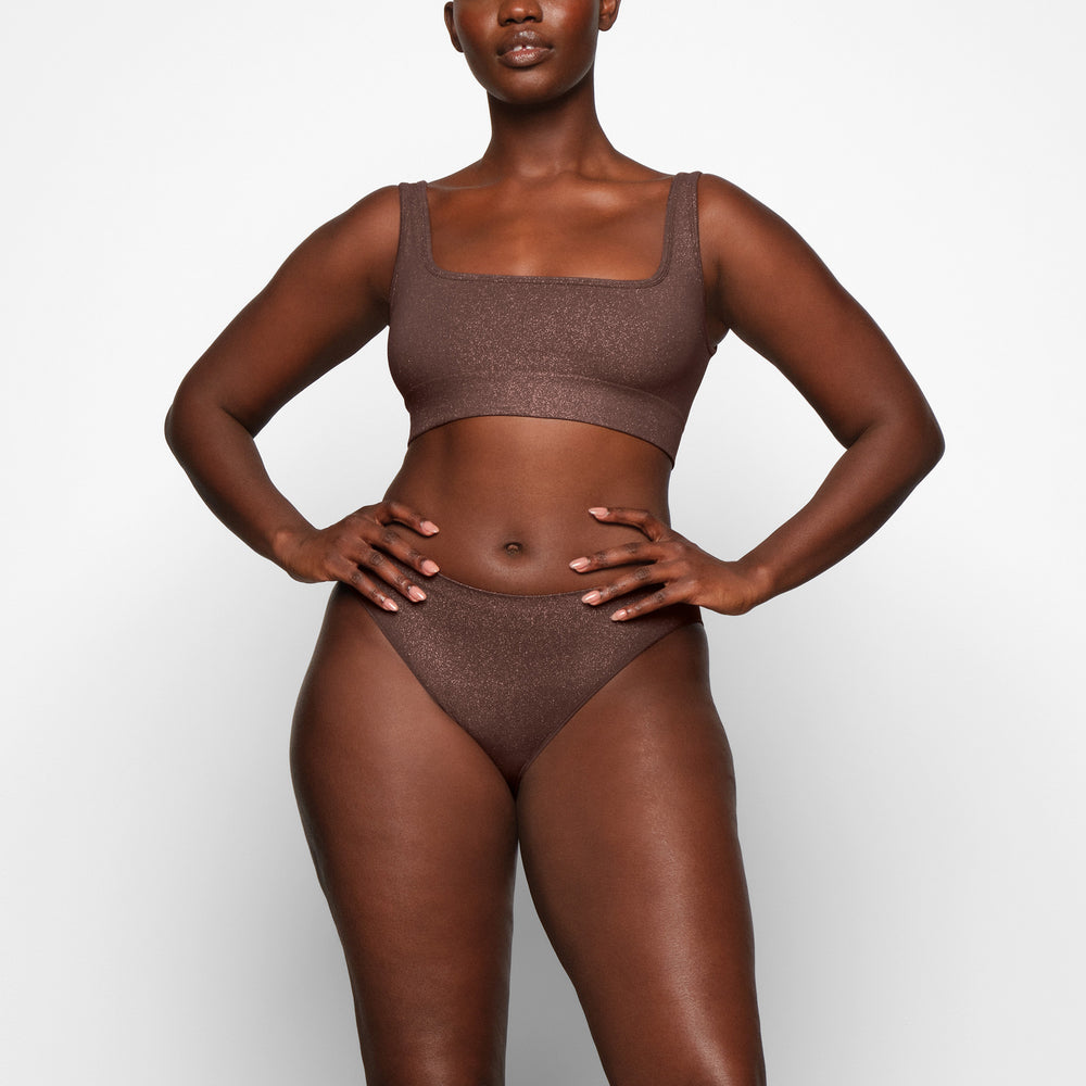 Skims SOFT SMOOTHING SHINE SCOOP NECK Bralette Čokoláda | KNVQ-72895