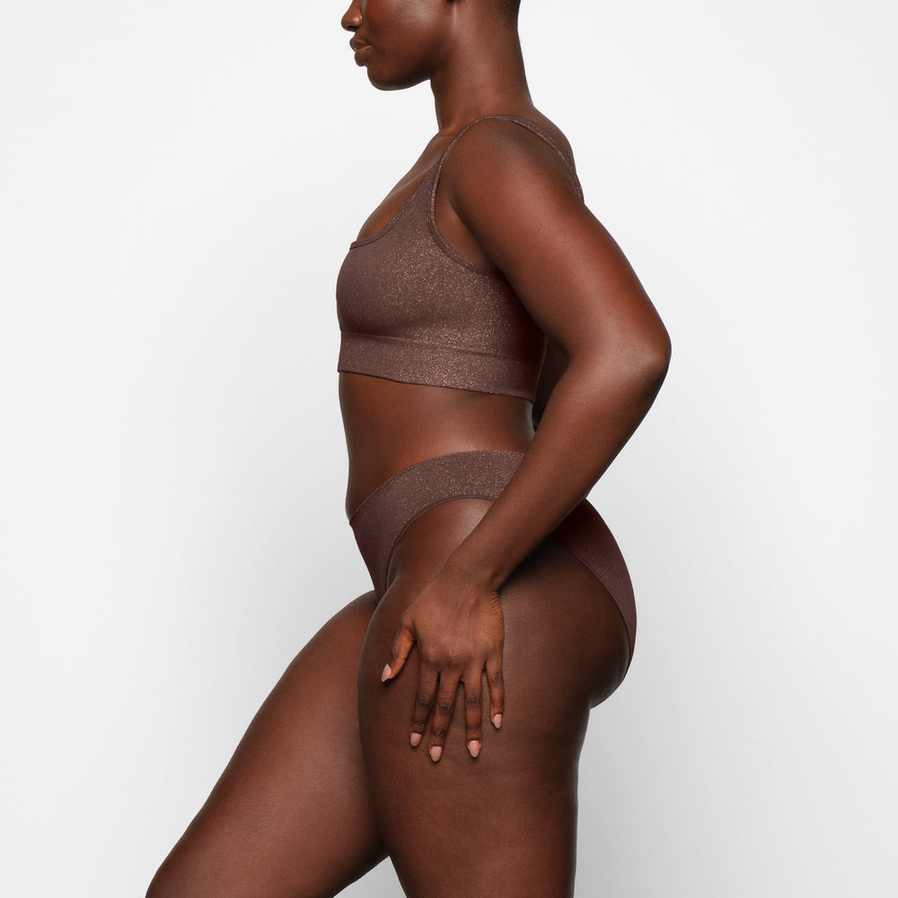 Skims SOFT SMOOTHING SHINE SCOOP NECK Bralette Čokoláda | KNVQ-72895