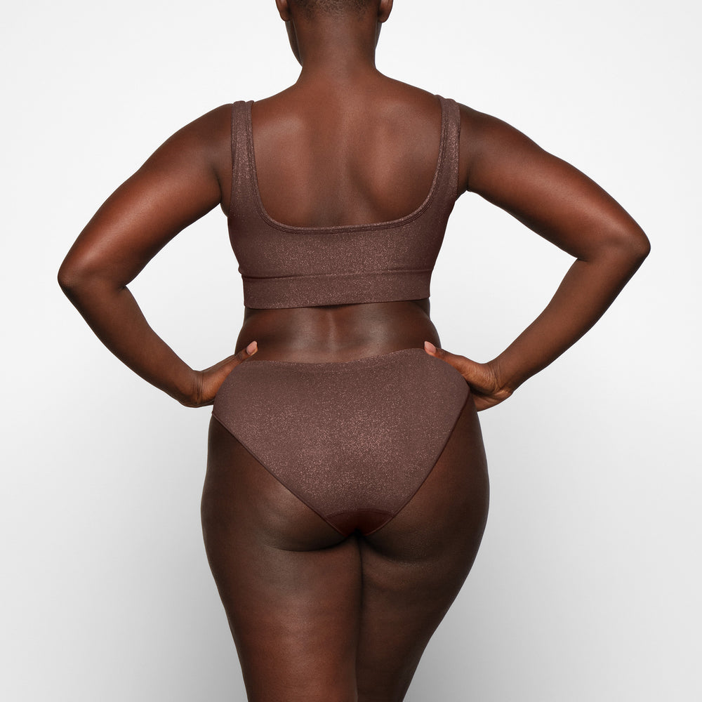Skims SOFT SMOOTHING SHINE SCOOP NECK Bralette Čokoláda | KNVQ-72895