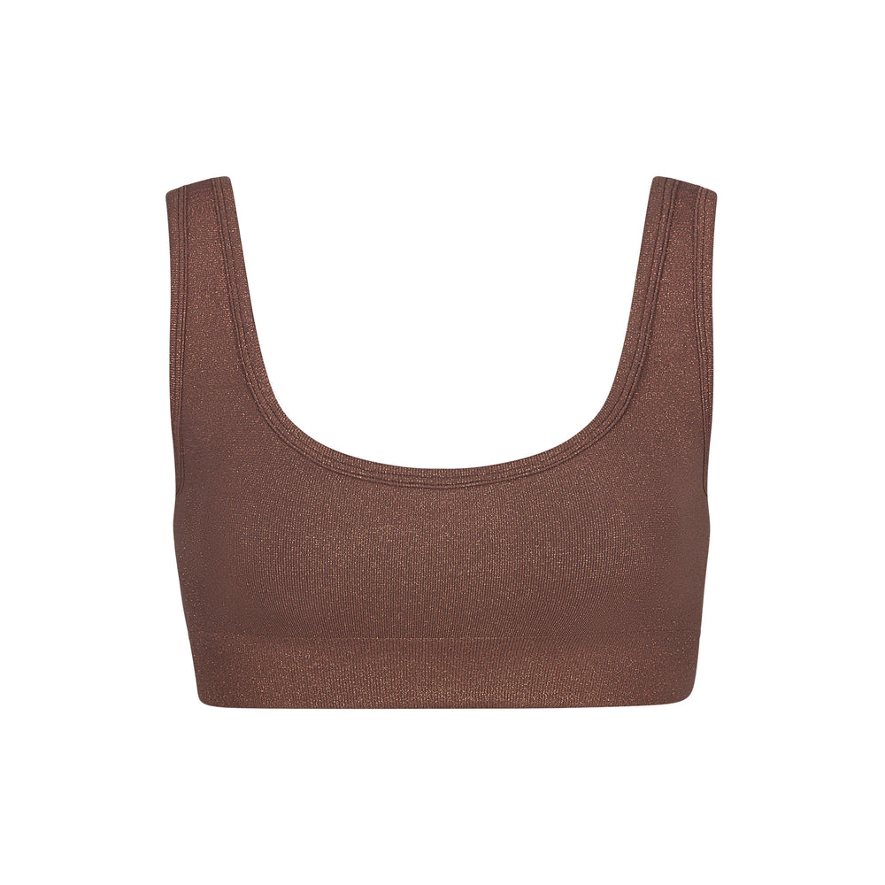 Skims SOFT SMOOTHING SHINE SCOOP NECK Bralette Čokoláda | KNVQ-72895