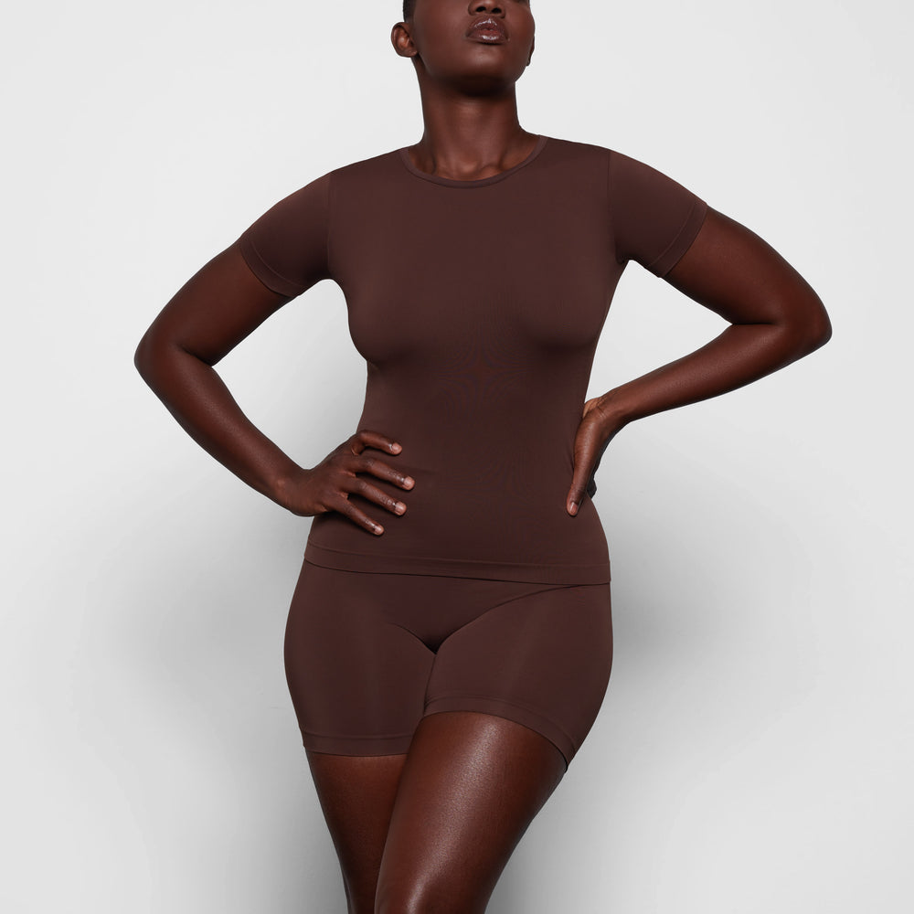 Skims SOFT SMOOTHING T-shirt Čokoláda | JLPY-90178