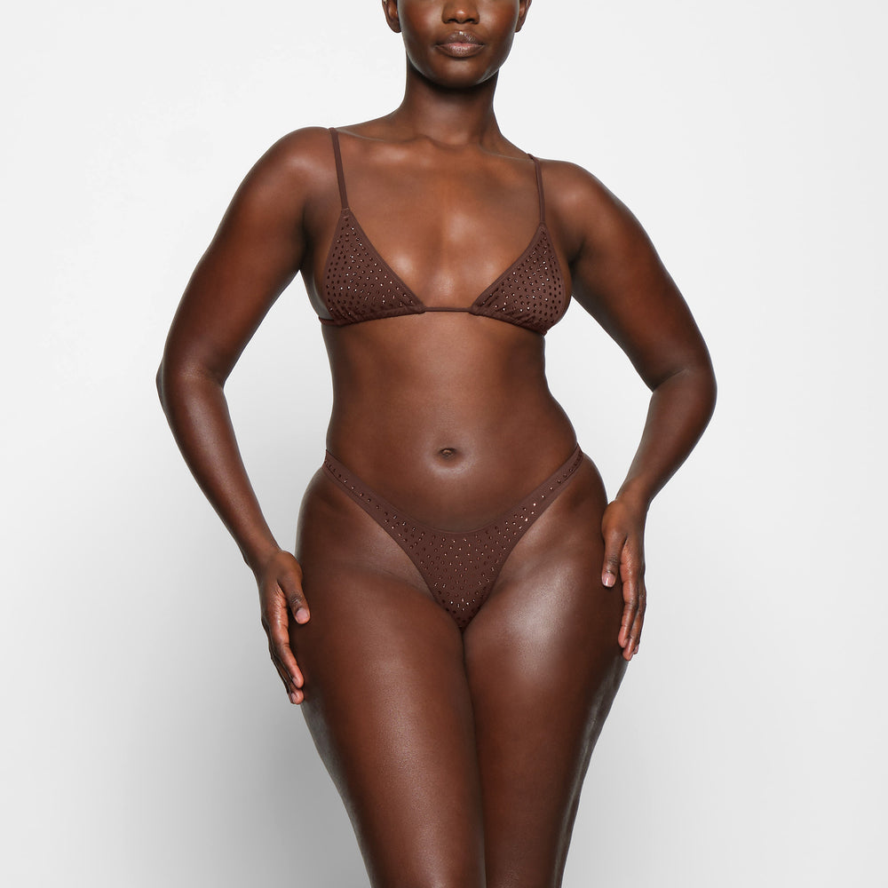 Skims SPARKLE JERSEY MINI Thong Čokoláda | HGXR-56293