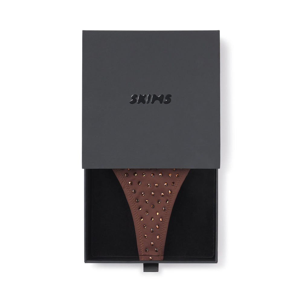 Skims SPARKLE JERSEY MINI Thong Čokoláda | HGXR-56293