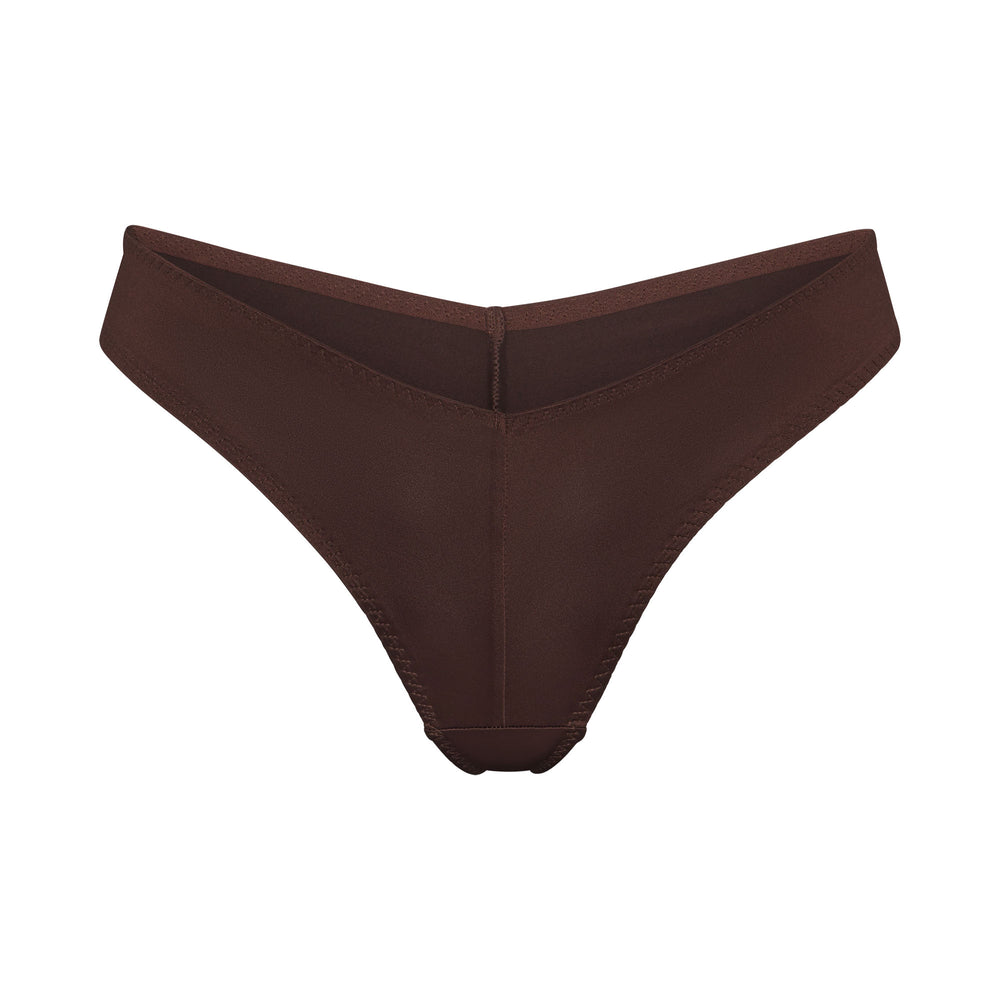 Skims STRETCH SATIN CHEEKY Tanga Čokoláda | PUZQ-01763