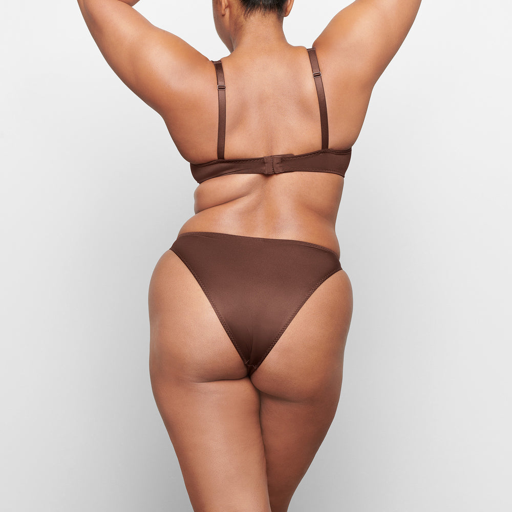 Skims STRETCH SATIN SCOOP Underwire Bra Čokoláda | IOPB-12085