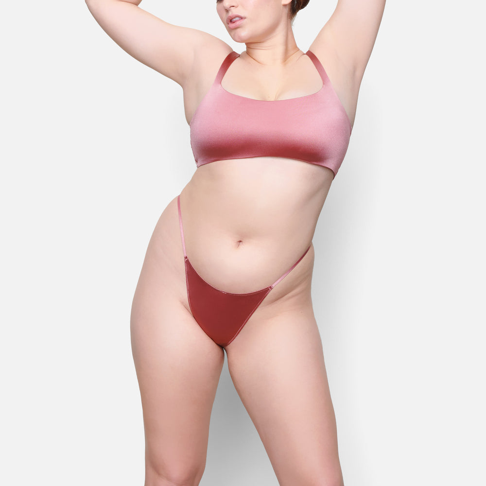 Skims STRETCH SATIN Square Neck Bra Ruzove | PRWT-14356