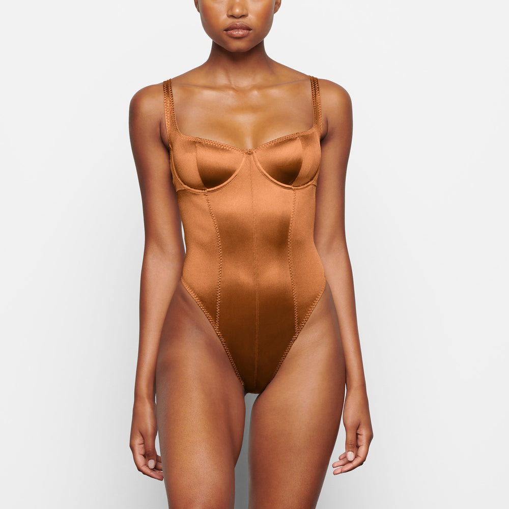 Skims STRETCH SATIN Stretch Satin Bodysuit Marhule | QTCP-26703
