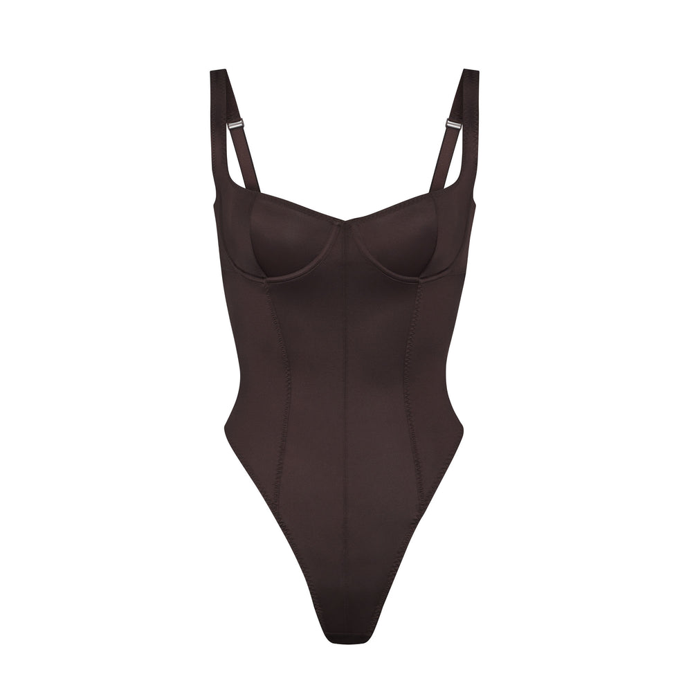 Skims STRETCH SATIN Stretch Satin Bodysuit Čierne | UGJL-03874