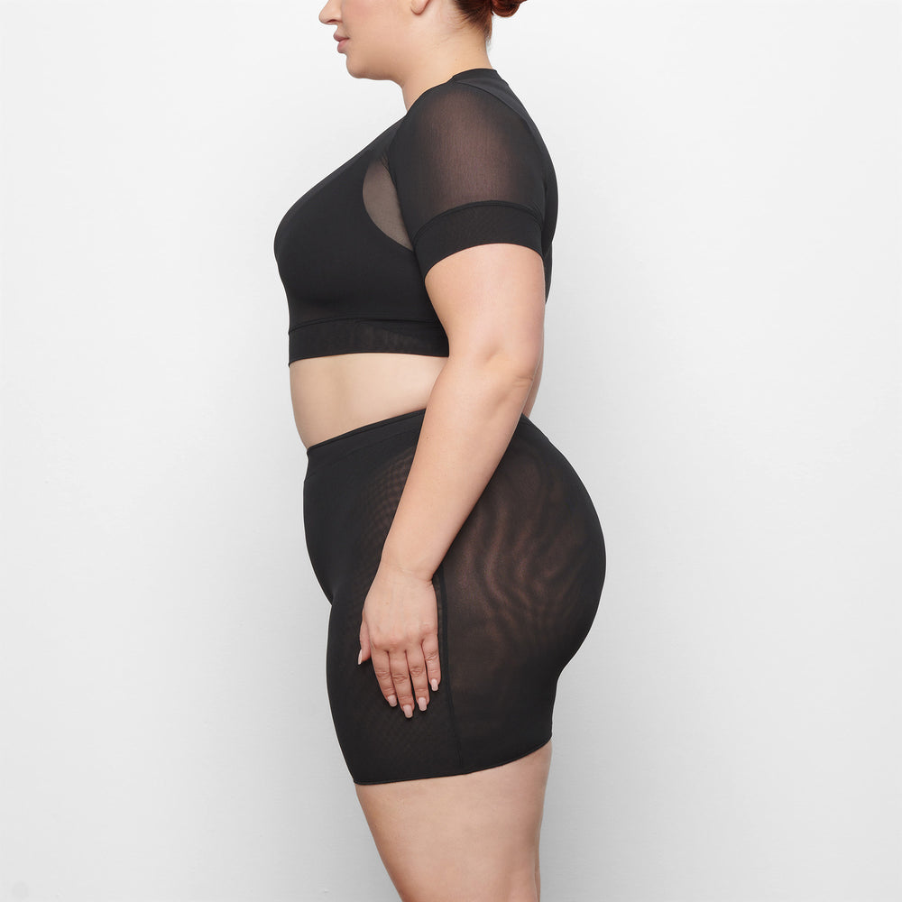 Skims SUMMER MESH CROPPED T-shirt Čierne | DBJA-74691