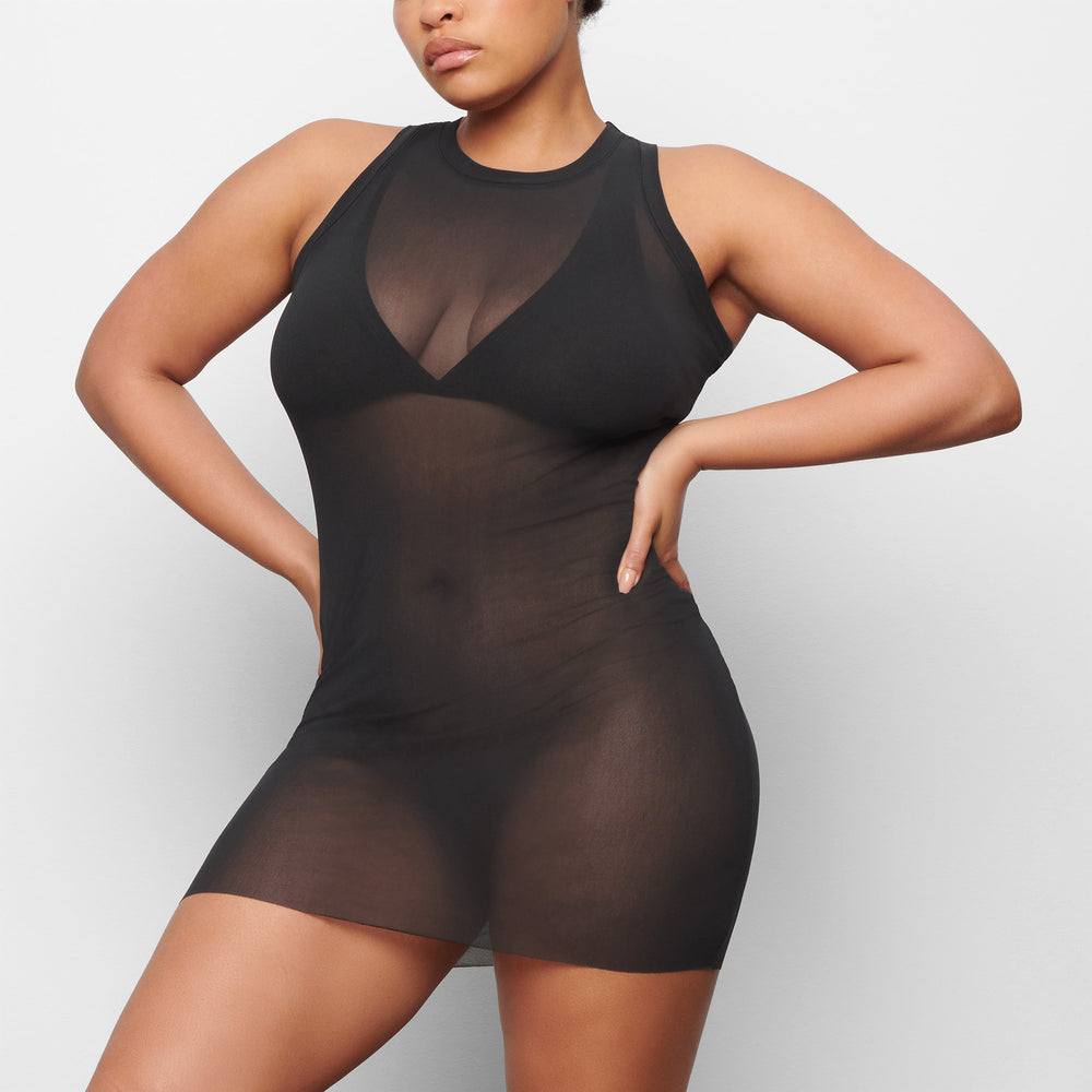 Skims SUMMER MESH HIGH NECK TANK Dress Čierne | ADZE-73425