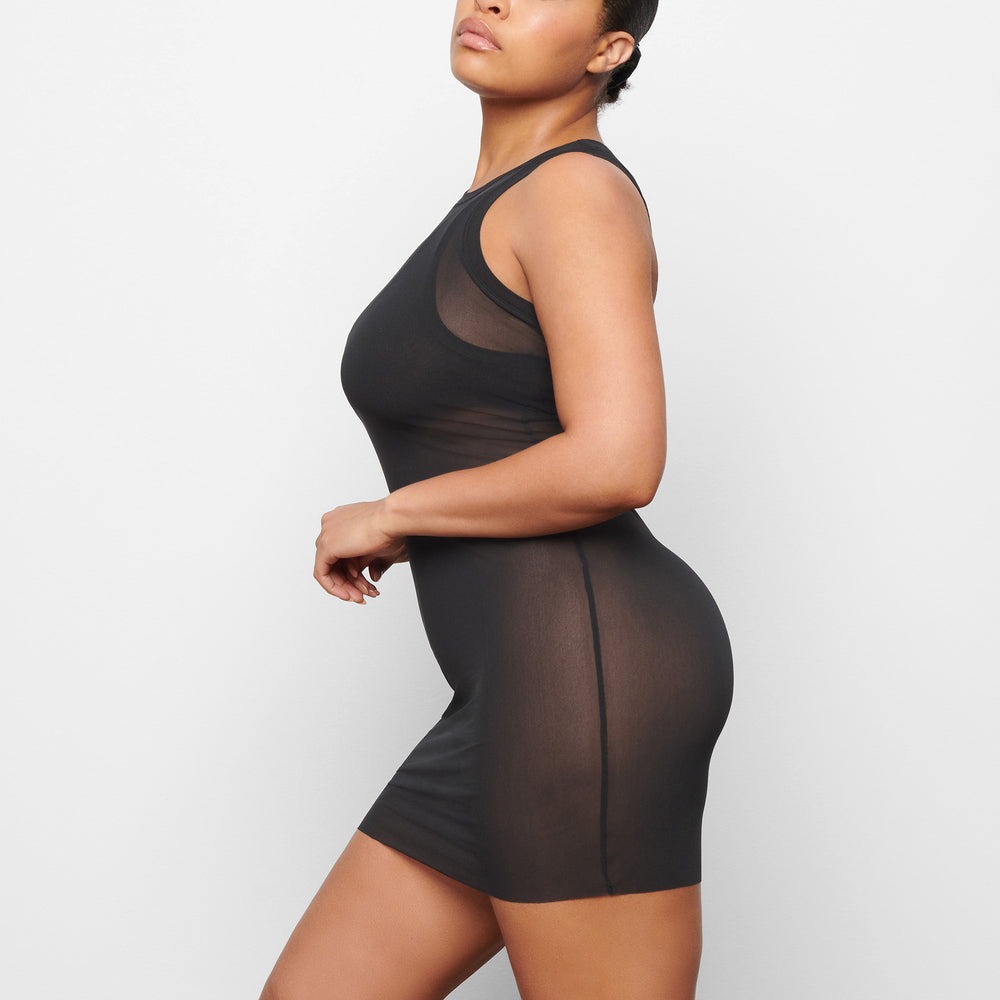 Skims SUMMER MESH HIGH NECK TANK Dress Čierne | ADZE-73425